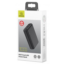 USAMS power bank PB37 10000mAh, 2x output, 2.1A, μαύρο