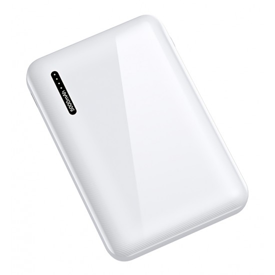 USAMS power bank PB39 5000mAh, slim, 2x output, 2A, λευκό