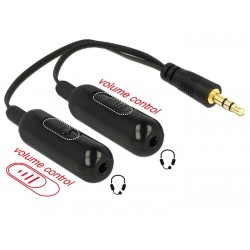 DELOCK Splitter από jack 3.5mm (M) σε 2x jack 3.5mm (F), Volume Control