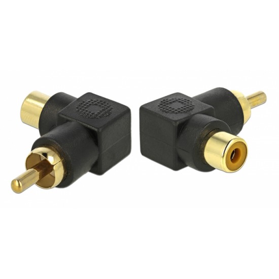 DELOCK Adapter RCA male σε RCA female 66168, γωνιακός, μαύρος