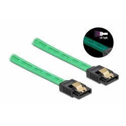 DELOCK Καλώδιο SATA III 7pin 82064, με UV επίστρωση, 0.3m, πράσινο