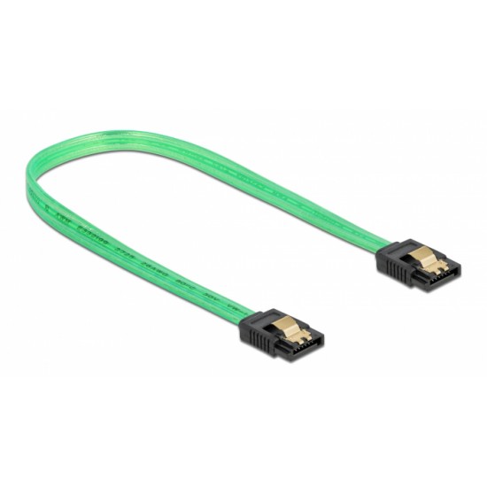 DELOCK Καλώδιο SATA III 7pin 82112, με UV επίστρωση, 0.7m, πράσινο