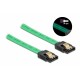DELOCK Καλώδιο SATA III 7pin 82112, με UV επίστρωση, 0.7m, πράσινο