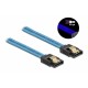 DELOCK Καλώδιο SATA III 7pin 82133, με UV επίστρωση, 0.7m, μπλε