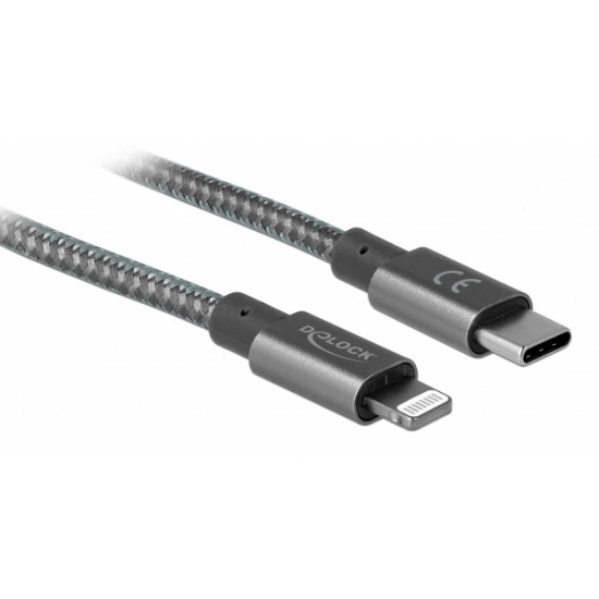 DELOCK Καλώδιο USB Type-C σε Lightning 85298, copper, 480Mbps, 2m, γκρι