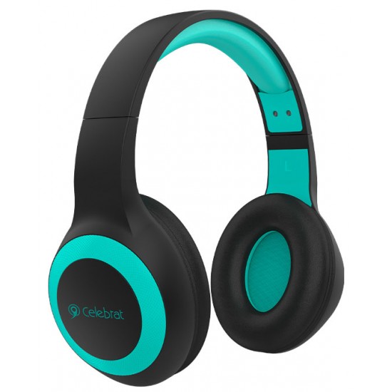 CELEBRAT headphones με μικρόφωνο A23-BL, bluetooth, 40mm, μαύρο-πράσινο