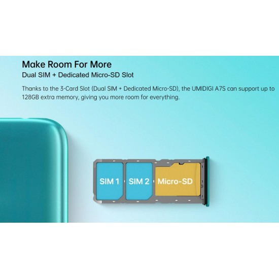 UMIDIGI Smartphone A7S, 6.53", 2/32GB, Android 10 Go Edition, πράσινο
