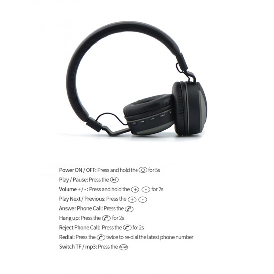 CELEBRAT Headphones με μικρόφωνο Α9, Bluetooth, 40mm, μαύρα