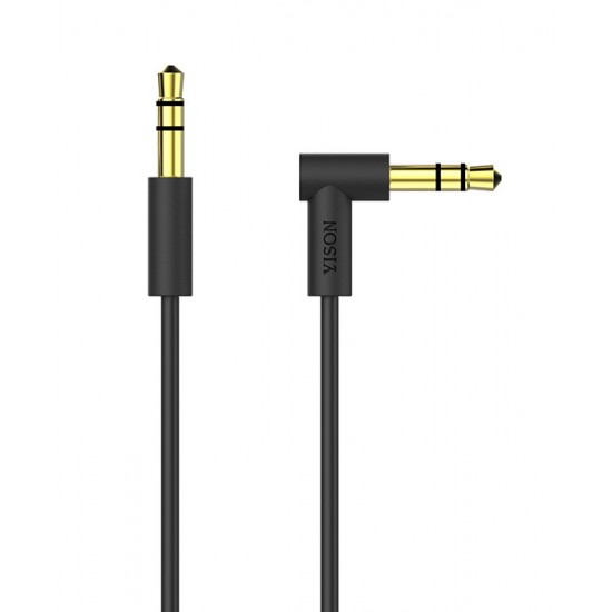 YISON καλώδιο jack 3.5mm AC-053, stereo 3pin, 90°, 1.5m, μαύρο