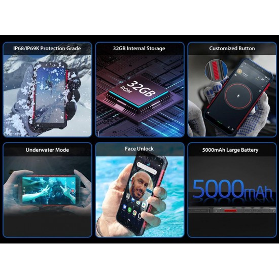 ULEFONE Smartphone Armor X3, IP68/IP69K, 5.5", 2/32GB, 5000mAh, μαύρο