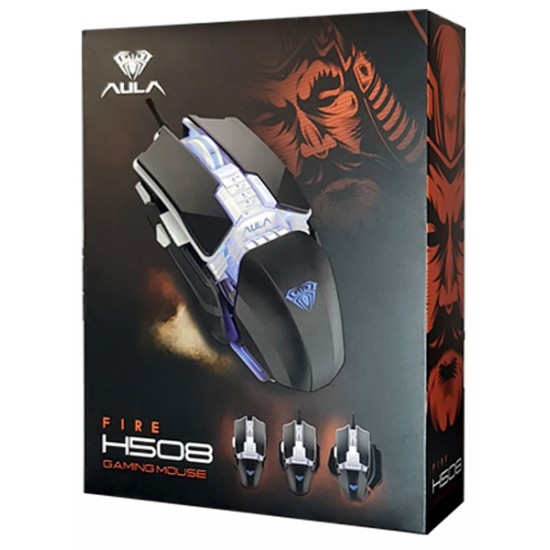 AULA ενσύρματο gaming ποντίκι Fire Η508, 4800DPI, 7 πλήκτρα, μαύρο