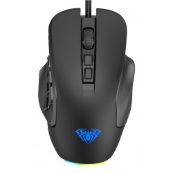 AULA ενσύρματο gaming ποντίκι Fire Η510 10000DPI, 14 πλήκτρα, RGB, μαύρο