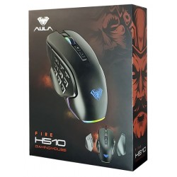AULA ενσύρματο gaming ποντίκι Fire Η510 10000DPI, 14 πλήκτρα, RGB, μαύρο