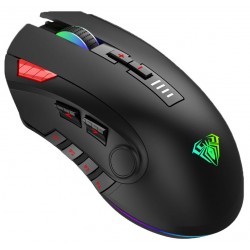 AULA ενσύρματο gaming ποντίκι Fire H512, 5000DPI, 12 πλήκτρα, RGB, μαύρο