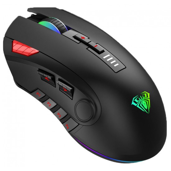 AULA ενσύρματο gaming ποντίκι Fire H512, 5000DPI, 12 πλήκτρα, RGB, μαύρο