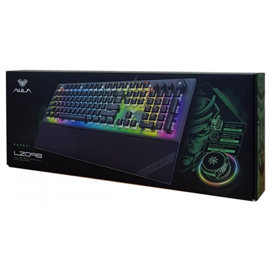 AULA Gaming πληκτρολόγιο Forest L2098, RGB, blue switch, μαύρο-γκρι