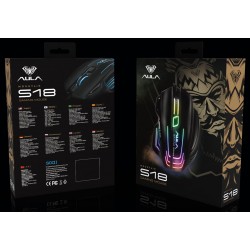 AULA ενσύρματο gaming ποντίκι Mountain S18, 7 πλήκτρα, RGB, μαύρο