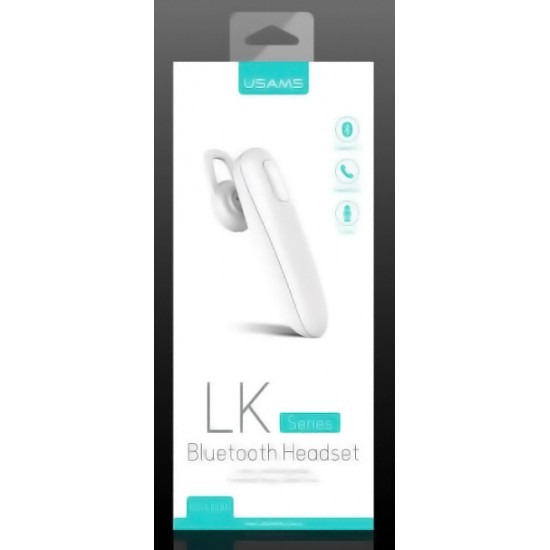 USAMS bluetooth earphone US-LK001, LK series, BT 4.1, λευκό