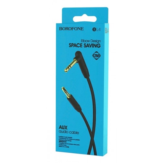 BOROFONE καλώδιο jack 3.5mm BL4, stereo 3pin, 90°, 2m, μαύρο
