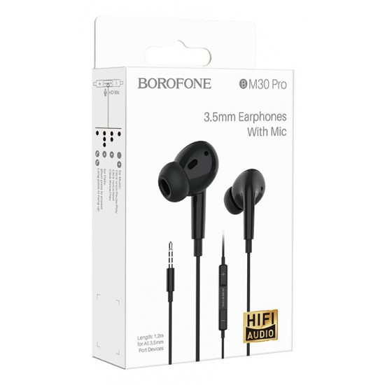 BOROFONE earphones με μικρόφωνο BM30 Pro, 3.5mm, 1.2m, μαύρα