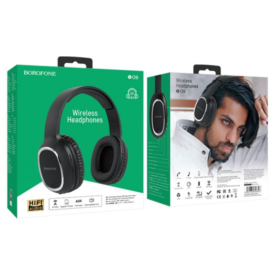 BOROFONE headphones με μικρόφωνο BO9, bluetooth, 3.5mm, μαύρα
