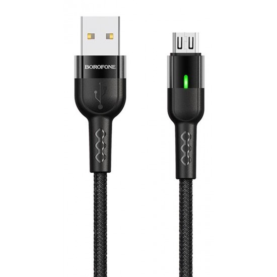 BOROFONE καλώδιο USB σε Micro USB BU17, LED, 2.4A, 1.2m, μαύρο