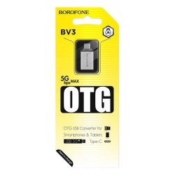 BOROFONE αντάπτορας BV3, Type-C σε USB 3.0, OTG, ασημί
