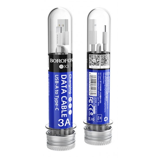 BOROFONE stand καλωδίων BX3 USB σε Type-C, 1m, 30τμχ, λευκό