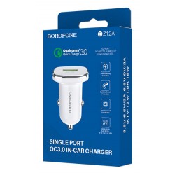 BOROFONE φορτιστής αυτοκινήτου BZ12A, 1x USB, QC3.0 18W, λευκός
