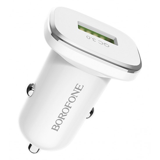 BOROFONE φορτιστής αυτοκινήτου BZ12A, 1x USB, QC3.0 18W, λευκός
