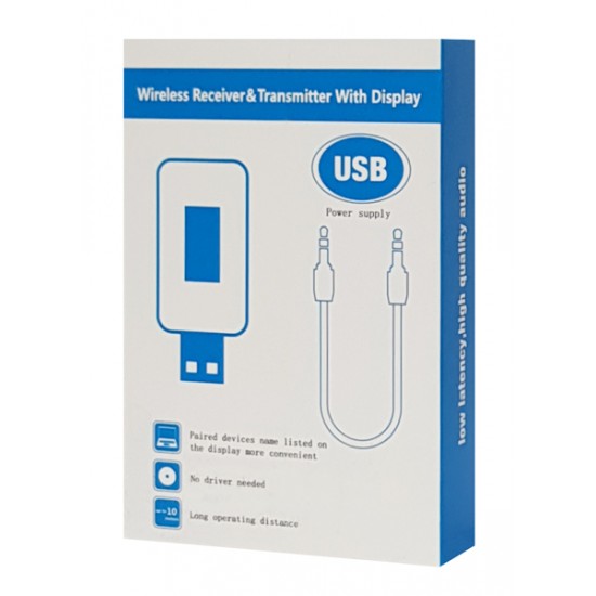 Wireless receiver & transmitter με οθόνη BT-005, bluetooth 5.0 EDR