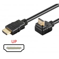 POWERTECH Καλώδιο HDMI (Μ) 19pin 1,4V, 90° up, 1.5m, Black