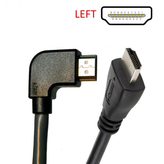 POWERTECH Καλώδιο HDMI (Μ) 19pin 1,4V, 90° left, 1.5m, Black
