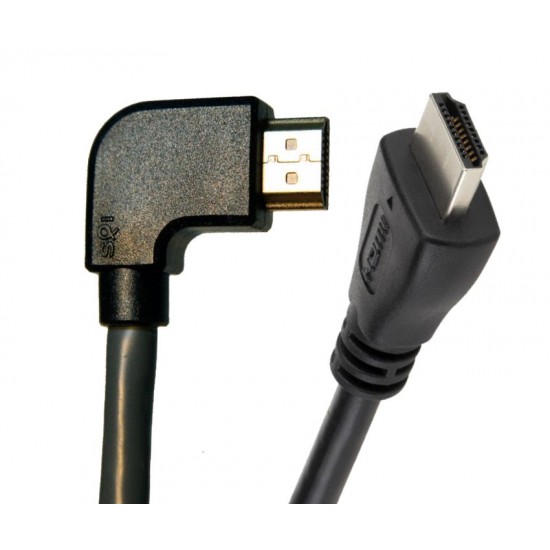 POWERTECH Καλώδιο HDMI (Μ) 19pin 1,4V, 90° left, 1.5m, Black
