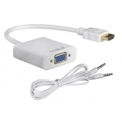 POWERTECH Μετατροπέας HDMI σε VGA, με audio jack, White, 0.20m