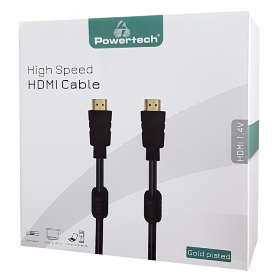 POWERTECH καλώδιο HDMI 1.4 CAB-H093 eco, Copper, μαύρο, 10m