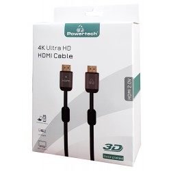 POWERTECH καλώδιο HDMI 2.0 CAB-H099 prime, 4k 3D, Copper, μαύρο, 7.5m