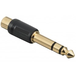 POWERTECH adapter STEREO 6,35mm M/F RCA  - GOLD, 5 τεμ