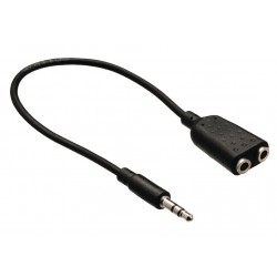 POWERTECH Καλώδιο 3.5mm male σε 2x 3.5mm female, 0.20m, μαύρο