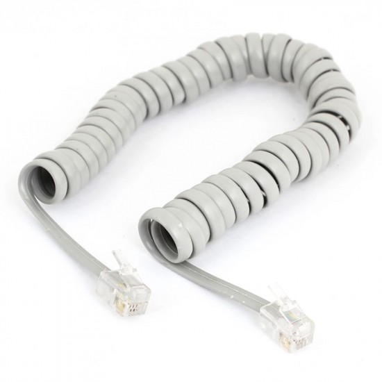 Power tech καλώδιο τηλέφωνου 4P4C σε ΓΚΡΙ- 1Μ - SPIRAL