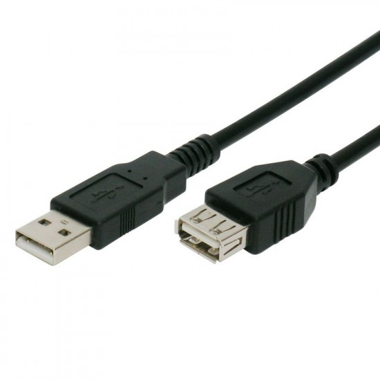 POWERTECH Καλώδιο USB 2.0 σε USB (F), copper, 5m, μαύρο