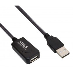 POWERTECH καλώδιο USB 2.0 σε USB female με ενισχυτή, 10m, Black