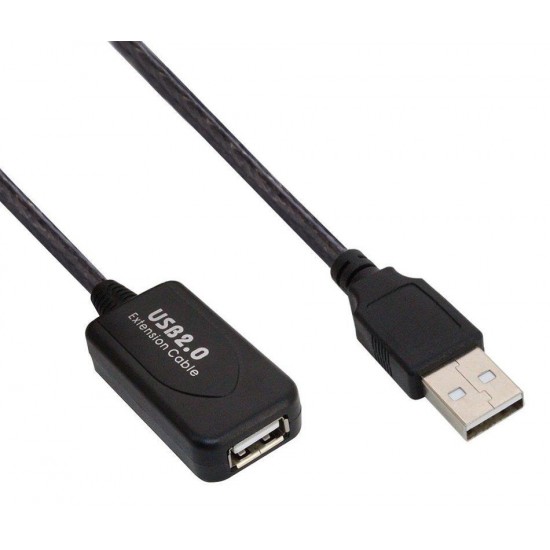 POWERTECH καλώδιο USB 2.0 σε USB female με ενισχυτή, 10m, Black