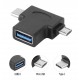 POWERTECH Αντάπτορας USB 3.0 (F) σε USB Type-C & Micro CAB-U117, μαύρο