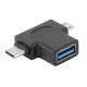 POWERTECH Αντάπτορας USB 3.0 (F) σε USB Type-C & Micro CAB-U117, μαύρο