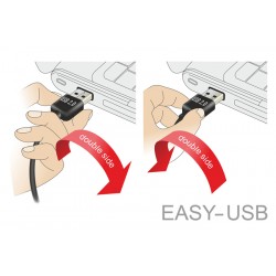 POWERTECH Καλώδιο USB 2.0 σε USB Micro 90°, Dual Easy USB, 2m, μαύρο