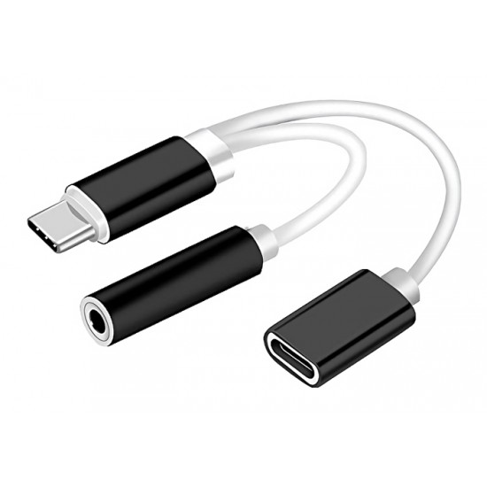POWERTECH Converter USB Type-C σε 3.5mm & θηλυκό USB Type-C, λευκό