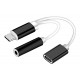 POWERTECH Converter USB Type-C σε 3.5mm & θηλυκό USB Type-C, λευκό