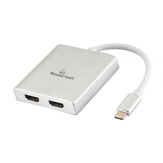 POWERTECH Converter Type-C σε 2x HDMI CAB-UC033, 4K 30Hz, IC TL8712