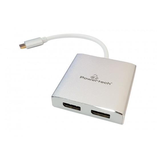 POWERTECH Converter Type-C σε 2x DisplayPort 1.2 CAB-UC034, 4K 60Hz